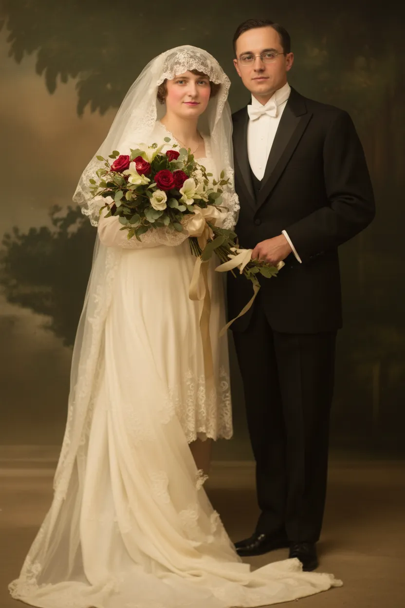 Wedding photo restored to original clarity using AI